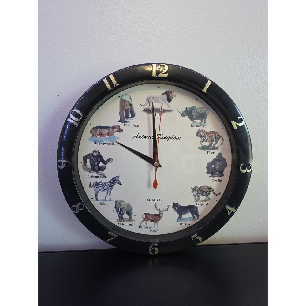 Vintage Animal Kingdom Wall Clock Tested Works Good Makes All The Animal Sounds